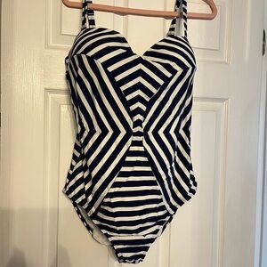 VENUS Navy and White Striped Swimsuit